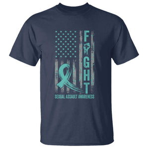 Sexual Assault Awareness T Shirt Fight Cancer American Flag Teal Ribbon TS10 Navy Print Your Wear