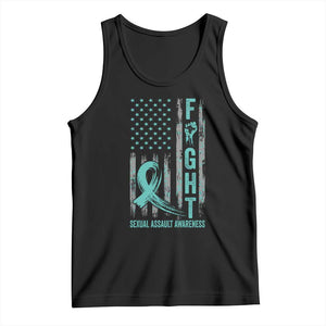 Sexual Assault Awareness Tank Top Fight Cancer American Flag Teal Ribbon TS10 Black Print Your Wear