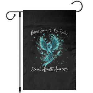 Sexual Assault Awareness Garden Flag Phoenix Bird Reborn Rising Born Again Firebird Teal Ribbon TS10 Black Print Your Wear