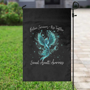 Sexual Assault Awareness Garden Flag Phoenix Bird Reborn Rising Born Again Firebird Teal Ribbon TS10 Print Your Wear