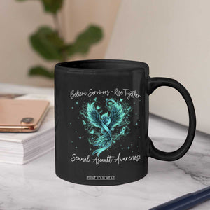 Sexual Assault Awareness Coffee Mug Phoenix Bird Reborn Rising Born Again Firebird Teal Ribbon TS10 Print Your Wear