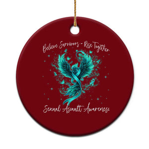 Sexual Assault Awareness Ceramic Ornament Phoenix Bird Reborn Rising Born Again Firebird Teal Ribbon TS10 1pc Red Print Your Wear