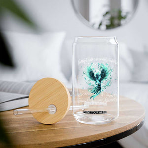 Sexual Assault Awareness Glass Can Phoenix Bird Reborn Rising Born Again Firebird Teal Ribbon TS10 Print Your Wear