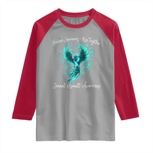 Sexual Assault Awareness Raglan Shirt Phoenix Bird Reborn Rising Born Again Firebird Teal Ribbon TS10 Sport Gray Red Print Your Wear