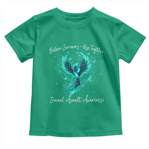 Sexual Assault Awareness Toddler T Shirt - Phoenix Bird Reborn Rising Firebird Teal Ribbon TS10 Irish Green Print Your Wear