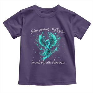 Sexual Assault Awareness Toddler T Shirt - Phoenix Bird Reborn Rising Firebird Teal Ribbon TS10 Purple Print Your Wear