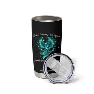 Sexual Assault Awareness Tumbler Cup Phoenix Bird Reborn Rising Born Again Firebird Teal Ribbon TS10 Print Your Wear