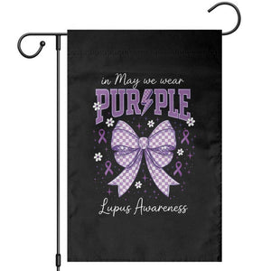 In May We Wear Purple Lupus Awareness Garden Flag Purple Ribbon Coquette Bow TS10 Black Print Your Wear