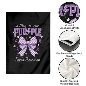 In May We Wear Purple Lupus Awareness Garden Flag Purple Ribbon Coquette Bow TS10 Print Your Wear