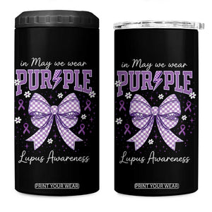 In May We Wear Purple Lupus Awareness 4 in 1 Can Cooler Tumbler Purple Ribbon Coquette Bow TS10 One Size: 16 oz Black Print Your Wear