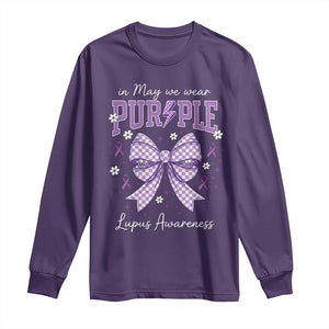 In May We Wear Purple Lupus Awareness Long Sleeve Shirt Purple Ribbon Coquette Bow TS10 Purple Print Your Wear