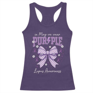 In May We Wear Purple Lupus Awareness Racerback Tank Top Purple Ribbon Coquette Bow TS10 Purple Print Your Wear