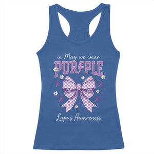 In May We Wear Purple Lupus Awareness Racerback Tank Top Purple Ribbon Coquette Bow TS10 Royal Blue Print Your Wear