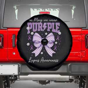 In May We Wear Purple Lupus Awareness Spare Tire Cover Purple Ribbon Coquette Bow TS10 Black Print Your Wear