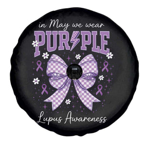 In May We Wear Purple Lupus Awareness Spare Tire Cover Purple Ribbon Coquette Bow TS10 Print Your Wear