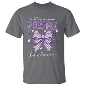 In May We Wear Purple Lupus Awareness T Shirt Purple Ribbon Coquette Bow TS10 Charcoal Print Your Wear