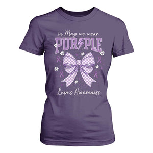 In May We Wear Purple Lupus Awareness T Shirt For Women Purple Ribbon Coquette Bow TS10 Purple Print Your Wear