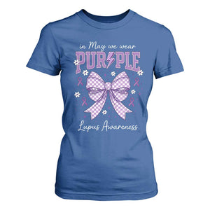 In May We Wear Purple Lupus Awareness T Shirt For Women Purple Ribbon Coquette Bow TS10 Royal Blue Print Your Wear