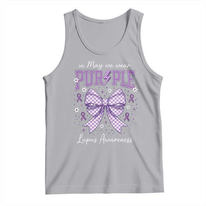 In May We Wear Purple Lupus Awareness Tank Top Purple Ribbon Coquette Bow TS10 Athletic Heather Print Your Wear