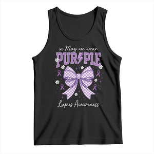In May We Wear Purple Lupus Awareness Tank Top Purple Ribbon Coquette Bow TS10 Black Print Your Wear