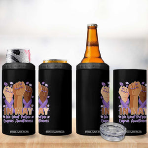 In May We Wear Purple Lupus Awareness 4 in 1 Can Cooler Tumbler Purple Ribbon TS10 Print Your Wear
