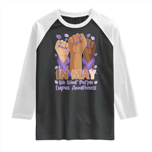 In May We Wear Purple Lupus Awareness Raglan Shirt Purple Ribbon TS10 Black White Print Your Wear