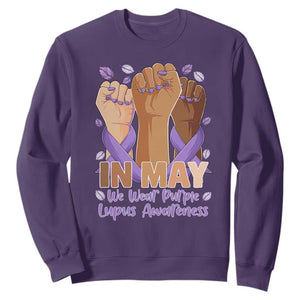 In May We Wear Purple Lupus Awareness Sweatshirt Purple Ribbon TS10 Purple Print Your Wear