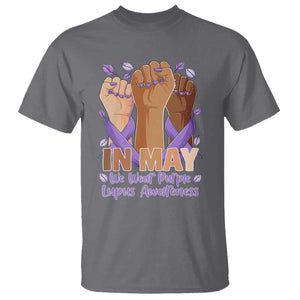 In May We Wear Purple Lupus Awareness T Shirt Purple Ribbon TS10 Charcoal Print Your Wear