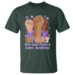In May We Wear Purple Lupus Awareness T Shirt Purple Ribbon TS10 Dark Forest Green Print Your Wear