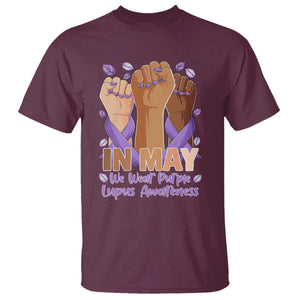 In May We Wear Purple Lupus Awareness T Shirt Purple Ribbon TS10 Maroon Print Your Wear