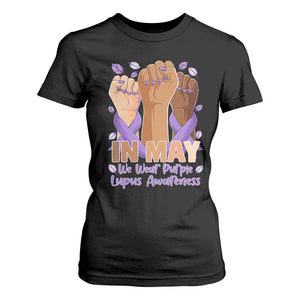 In May We Wear Purple Lupus Awareness T Shirt For Women Purple Ribbon TS10 Black Print Your Wear