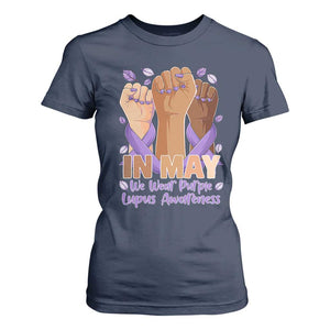In May We Wear Purple Lupus Awareness T Shirt For Women Purple Ribbon TS10 Navy Print Your Wear