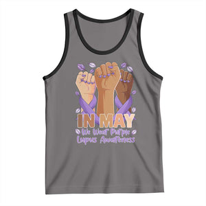 In May We Wear Purple Lupus Awareness Tank Top Purple Ribbon TS10 Deep Heather Black Print Your Wear