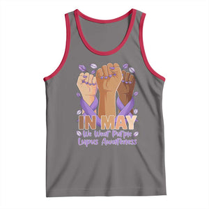 In May We Wear Purple Lupus Awareness Tank Top Purple Ribbon TS10 Deep Heather Red Print Your Wear
