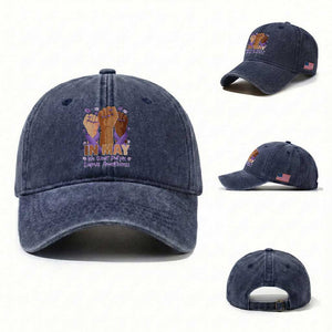 In May We Wear Purple Lupus Awareness Washed Cotton Baseball Cap Purple Ribbon TS10 Washed Cap Universal Fit Navy Print Your Wear