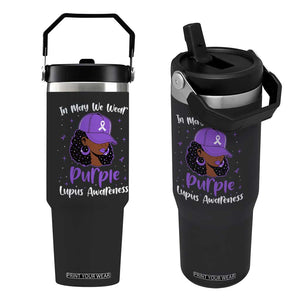 Lupus Awareness Flip Straw Tumbler African American Black Women Fight Lupus Purple Ribbon TS10 One Size: 30 oz Black Print Your Wear