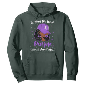 Lupus Awareness Hoodie African American Black Women Fight Lupus Purple Ribbon TS10 Dark Forest Green Print Your Wear