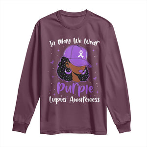 Lupus Awareness Long Sleeve Shirt African American Black Women Fight Lupus Purple Ribbon TS10 Maroon Print Your Wear
