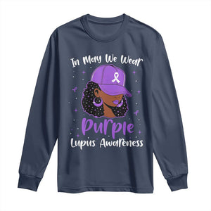 Lupus Awareness Long Sleeve Shirt African American Black Women Fight Lupus Purple Ribbon TS10 Navy Print Your Wear