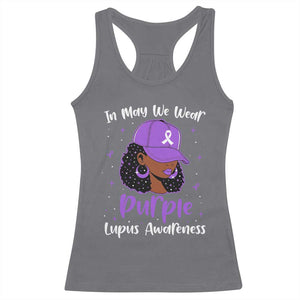 Lupus Awareness Racerback Tank Top African American Black Women Fight Lupus Purple Ribbon TS10 Charcoal Print Your Wear
