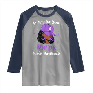 Lupus Awareness Raglan Shirt African American Black Women Fight Lupus Purple Ribbon TS10 Sport Gray Navy Print Your Wear