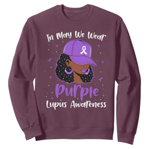 Lupus Awareness Sweatshirt African American Black Women Fight Lupus Purple Ribbon TS10 Maroon Print Your Wear