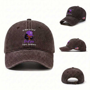 Lupus Awareness Washed Cotton Baseball Cap African American Black Women Fight Lupus Purple Ribbon TS10 Washed Cap Universal Fit Dark Brown Print Your Wear