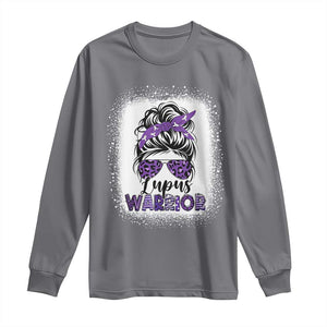 Lupus Warrior Long Sleeve Shirt Purple Ribbon Messy Bun Women TS10 Charcoal Print Your Wear