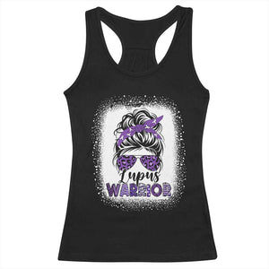 Lupus Warrior Racerback Tank Top Purple Ribbon Messy Bun Women TS10 Black Print Your Wear
