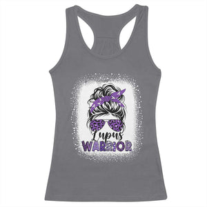 Lupus Warrior Racerback Tank Top Purple Ribbon Messy Bun Women TS10 Charcoal Print Your Wear
