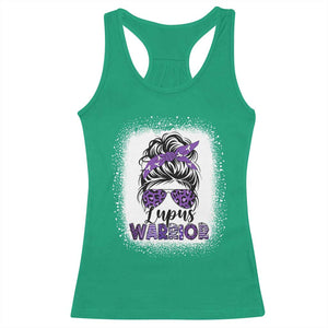 Lupus Warrior Racerback Tank Top Purple Ribbon Messy Bun Women TS10 Irish Green Print Your Wear