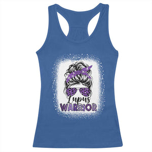 Lupus Warrior Racerback Tank Top Purple Ribbon Messy Bun Women TS10 Royal Blue Print Your Wear