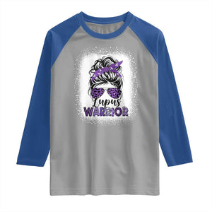 Lupus Warrior Raglan Shirt Purple Ribbon Messy Bun Women TS10 Sport Gray Royal Print Your Wear