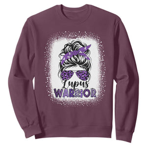 Lupus Warrior Sweatshirt Purple Ribbon Messy Bun Women TS10 Maroon Print Your Wear